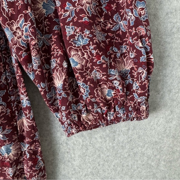 Old Navy Women Dress 2X Burgundy Floral Smocked Cottagecore Country Boho Prairie - Picture 10 of 15